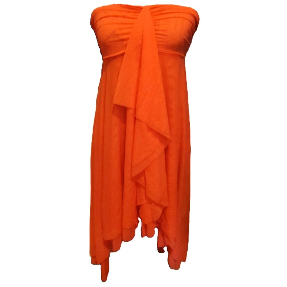 New Venus Tropical Orange Bathing Suite Sheer Dress / Skirt Dual Cover-up SZ M/L